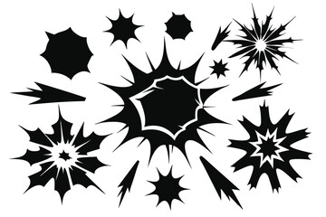 set of explosion crack silhouette line art vector illustration with a white background