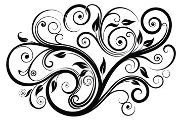 set of elegant swirls decorative flourishes silhouette line art vector illustration with a white background