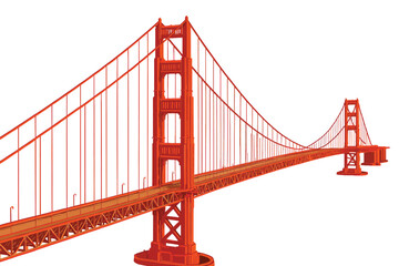 Obraz premium Iconic Golden Gate Bridge San Francisco - USA Landmark Vector Illustration on White Background