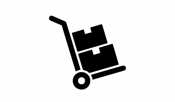 Warehouse logistics hand truck pictogram vector