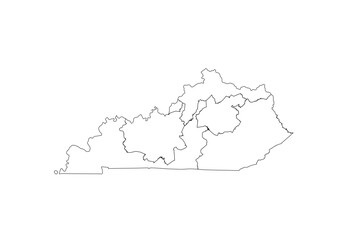 Fototapeta premium Kentucky Congressional Districts Map 119th Congress Vector Illustration USA House of Representatives Electoral Boundaries 2026 Voting Precincts Government Data Vis Black White Outline Transparent Cart