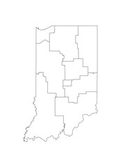Obraz premium Indiana Congressional Districts Map 119th Congress Vector Illustration USA House of Representatives Electoral Boundaries 2026 Voting Precincts Government Data Vis Black White Outline Transparent Carto