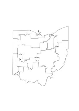 Ohio Congressional Districts Map 119th Congress Vector Illustration USA House of Representatives Electoral Boundaries 2026 Voting Precincts Government Data Vis Black White Outline Transparent Cartogra