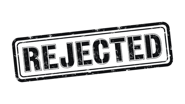 Rejected Stamp: A close-up shot of a Rejected stamp, evoking a sense of disapproval and refusal.
