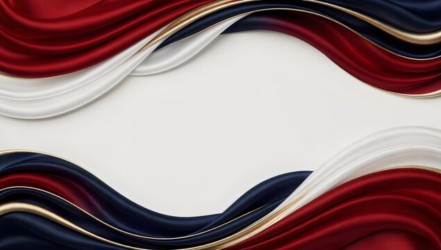 Wide Abstract Ribbon Waves in Red White and Blue
