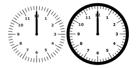 Large collection of clock faces in EPS format, illustrating every hour from 1 to 12