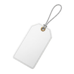 Fototapeta premium A blank white tag with a string attached to it for labeling purposes. isolated on transparent background