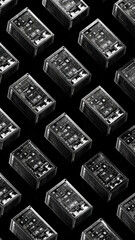 Isometric Network Switch Pattern Black and White Vector Illustration,
Network Hub Devices Isometric Grid Technology Background,
Isometric Ethernet Switches Repeating Tech Pattern,