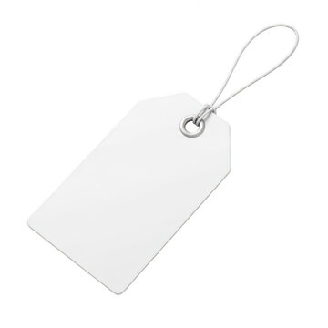 A blank white tag with a string attached to it for labeling purposes. isolated on transparent background