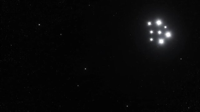 Bright star cluster and myriad stars in dark night sky
