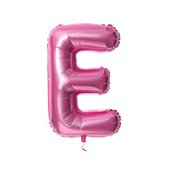 Pink Foil Alphabet Letter E Balloon Isolated on Transparent Background PNG