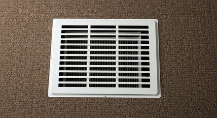 White rectangular vent in brown carpet