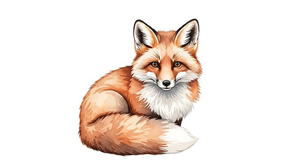 Obraz premium Red fox sitting with bushy tail isolated on a transparent background