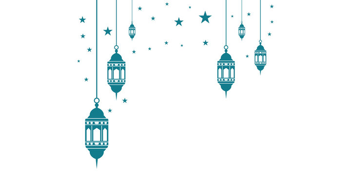 Teal and blue islamic lantern ramadan kareem background. Islamic decorative lanterns Illustration, ramadan lantern, eid lantern.