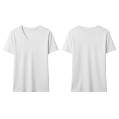 Naklejka premium Front and back view of a simple white t-shirt against a plain background. isolated on transparent background