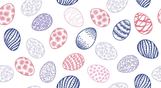 Seamless easter eggs pattern on white	
