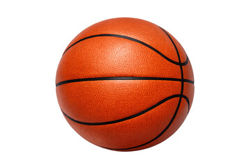 Basketball ball with classic orange pebbled texture and black lines, representing sport, game, and athletic activity on transparent background