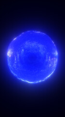 Fototapeta premium Glowing blue energy sphere floating in dark space, symbolizing power, technology, and futuristic cosmic force