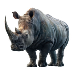 Obraz premium PNG of A majestic rhinoceros standing proudly, showcasing its powerful build and distinct horn.
