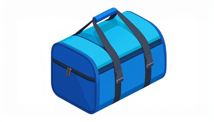 Blue and teal duffel bag isolated on white background travel sports equipment