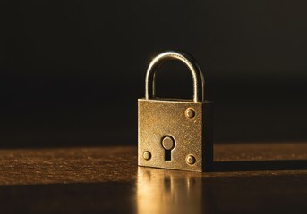 Fototapeta premium A sturdy metallic lock bathed in warm sunlight, symbolizing trust, protection, and optimism for the future ,abstract ,vision ,resilience