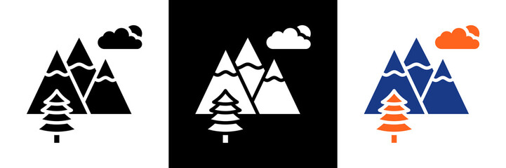 Fototapeta premium Snow Mountain Icon Set Glyph Vector Illustration