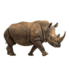 Obraz premium PNG of A majestic rhinoceros walking gracefully in a natural habitat.
