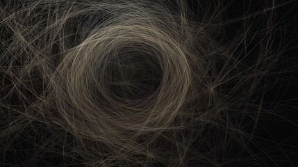 Obraz premium Intricate Ambient Vortex of Golden Hairlike Threads Forming a Circular Ring