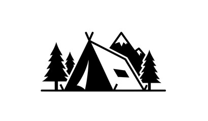 Outdoor camping tent adventure pictogram vector © Protima