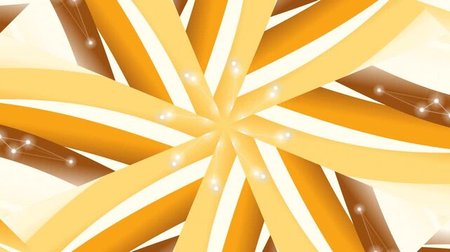 Golden Radial Abstract Motion Background with Symmetrical Light Connections