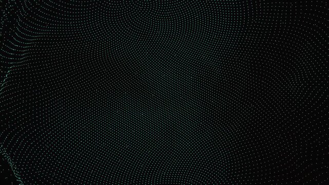 Abstract procedural point cloud sphere visualizing algorithmic trading volatility. High-frequency cyan and orange data particles distorting in a seamless loop. 4K geometric finance and technology 