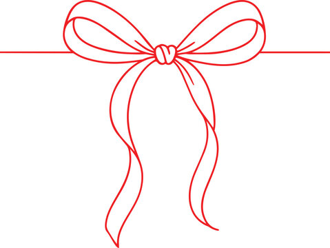 Hand drawn red doodle gift bow sketch vector illustration for holiday present decoration