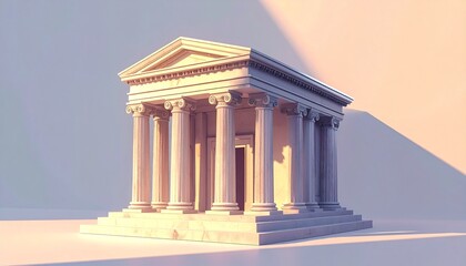 Obraz premium Ancient Roman temple in golden sunset light 3D render architecture background