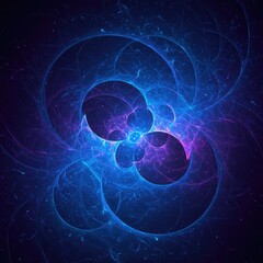 Obraz premium Abstract deep blue and purple background featuring swirling quantum energy fields, microscopic molecular connections, and glowing subatomic particles ,aura ,dark ,subtle