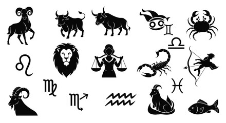 Fototapeta premium Zodiac Signs Vector Icons