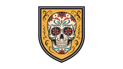 Day of the Dead Skull with Flowers and Decoration an Elegant Sugar Skull Design