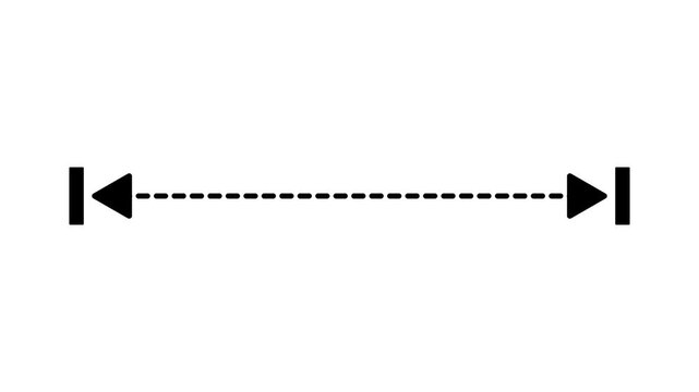 Measuring distance length dotted line animation, isolated on transparent background Abstract measuring length dotted line icon animation.