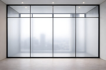 Modern office with glass partition and frosted panels Zoom background