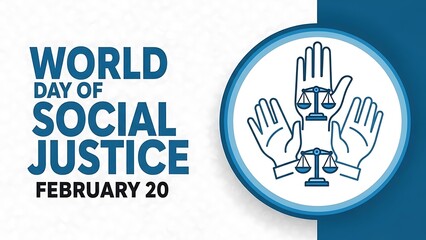 Obraz premium Commemorative graphic design celebrating the world day of social justice observed annually on february twentieth with symbolic imagery representing equality and fairness