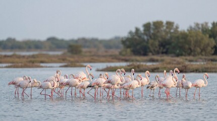 Obraz premium group of flamingos