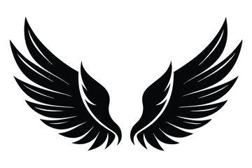 Obraz premium wings silhouette line art vector illustration with a white background