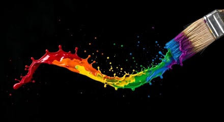 Colorful paint splash forming a flowing arc.