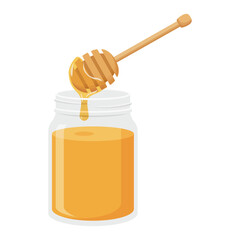 Honey Jar with Dipper Dripping Honey
