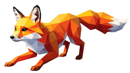 Obraz premium Low Poly Fox Running isolated on a transparent background