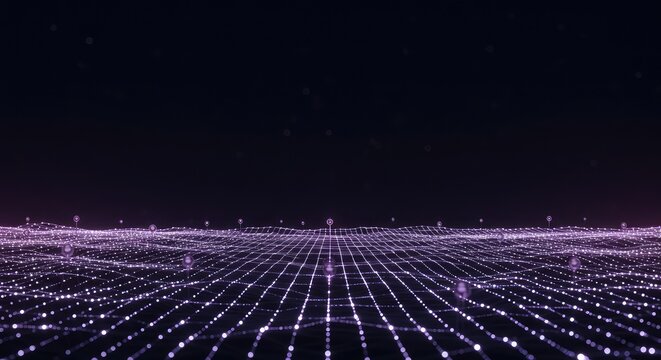 Conceptual visualization of a minimal technology network emphasizing low density computing and essential resource distribution across a vast digital landscape ,circuit ,minimal ,optimization