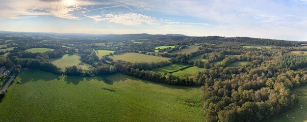 la campagne Bretonne de Gou&eacute;zec &agrave; Spezet vu de montgolfi&egrave;re en Finist&egrave;re France