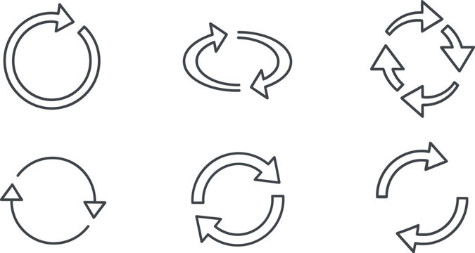 Collection of circular arrow icons in various colors and styles