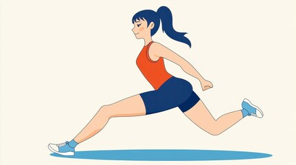 A young woman is jogging