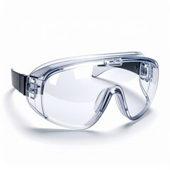 Clear Protective Safety Goggles With Black Strap On White Background Showing Transparency And Durability