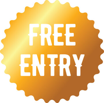 Gold free entry sticker orange